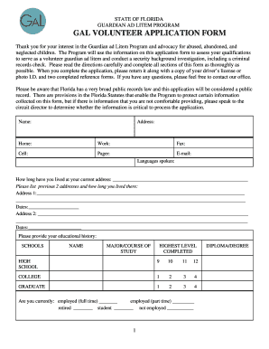 GAL VOLUNTEER APPLICATION FORM