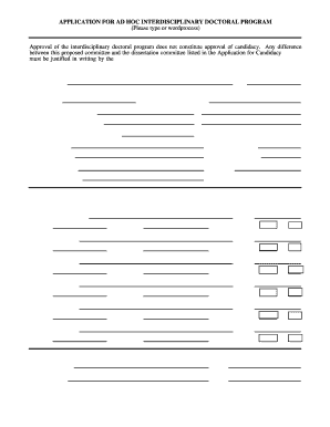 Application for Ad Hoc Interdisciplinary Doctoral Program  Form