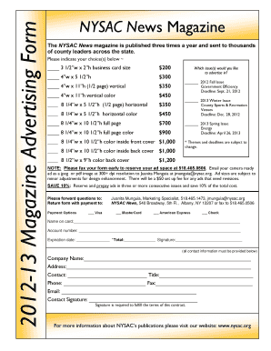 13 Magazine Advertising Form