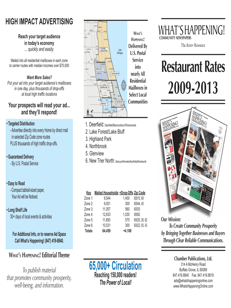 Restaurant Rate Sheet What&#039;s Happening!  Form