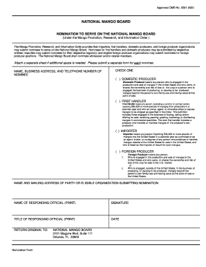 NATIONAL MANGO BOARD FOREIGN PRODUCER NOMINATIONS Mango  Form