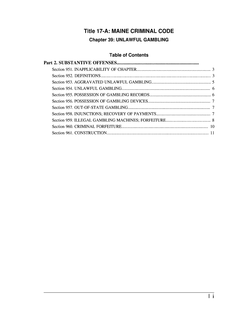 Chapter 39 UNLAWFUL GAMBLING  Form