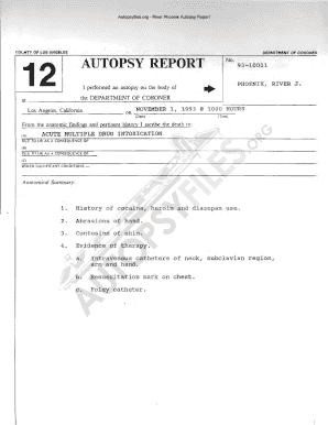 Blank Autopsy Report  Form