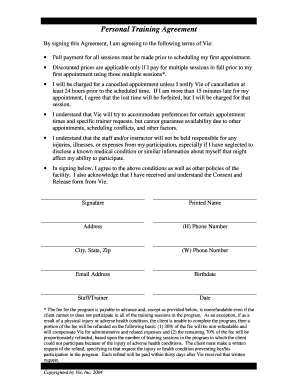 Personal Trainer Contract  Form