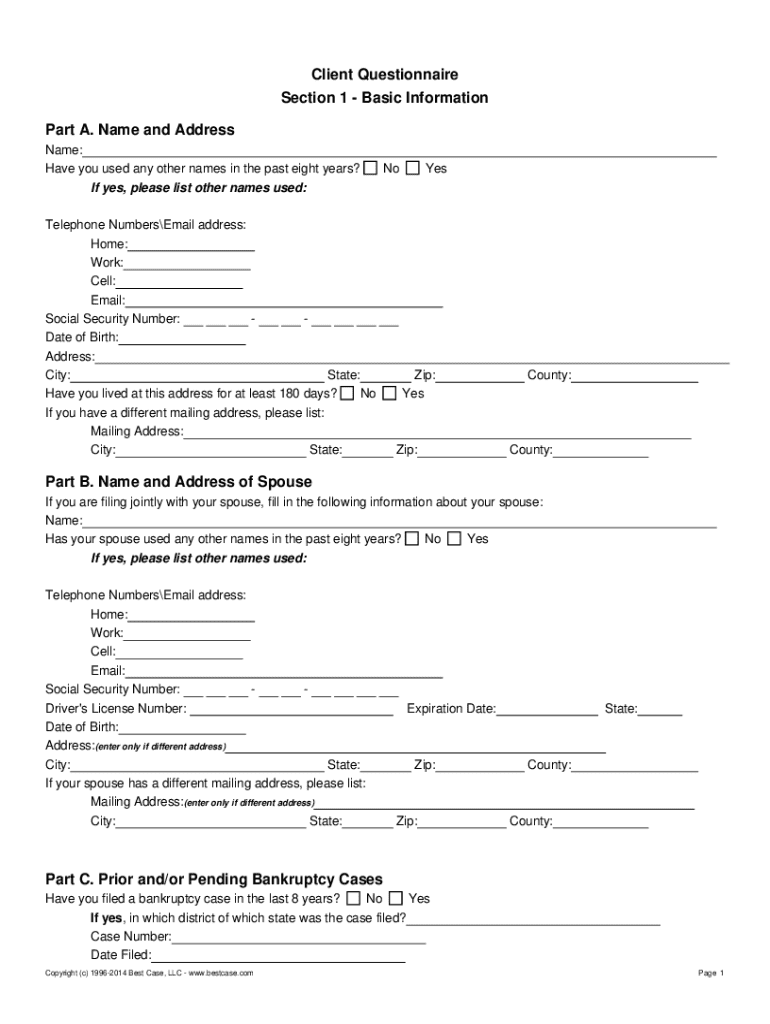 Sample Questionnaire PDF  Form