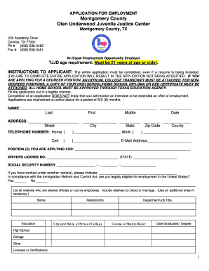 Olen Underwood Juvenile Justice Center  Form