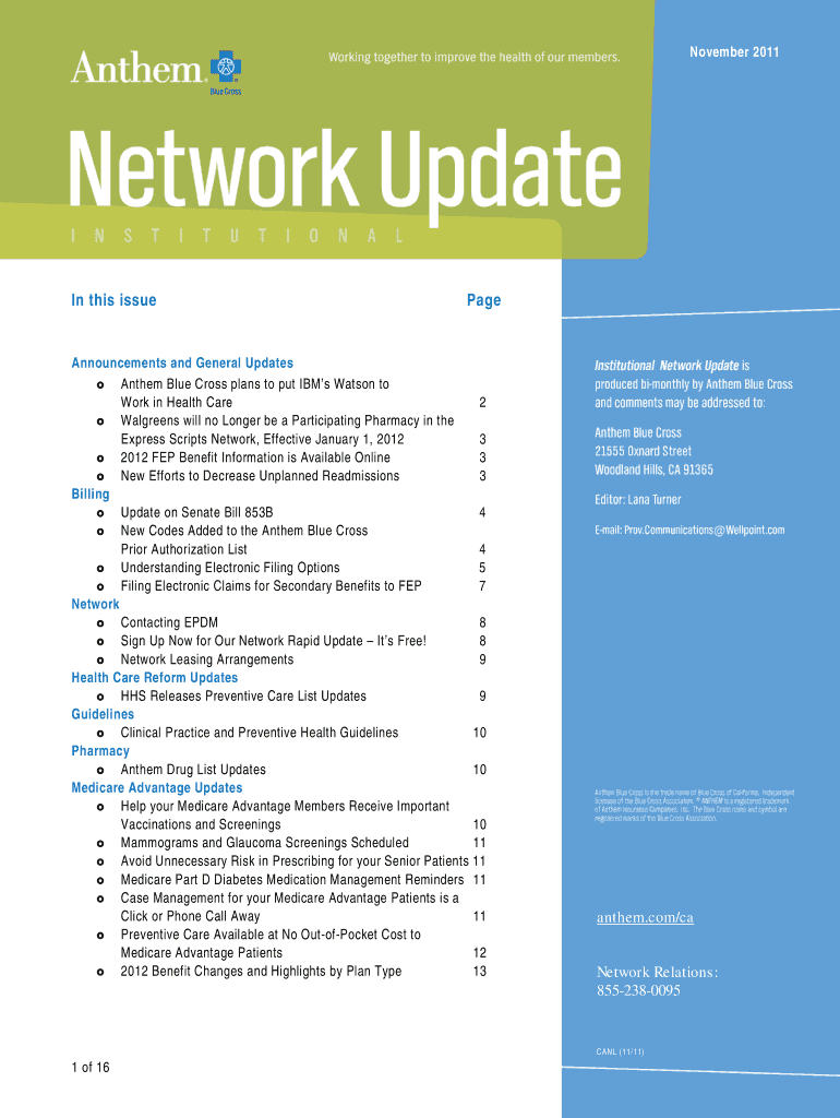 Medicare Advantage Updates Anthem  Form