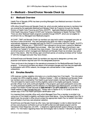 11 Medicaid NorthernChoice Northern Nevada Check Up  Form