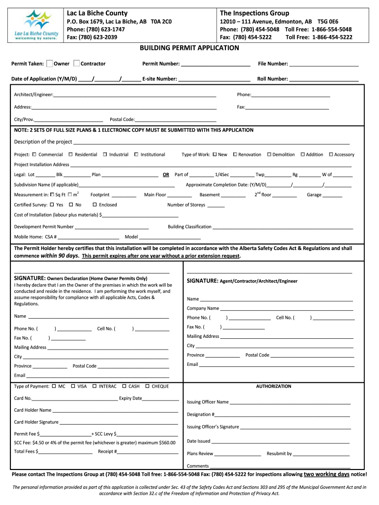 Lac La Biche Employment  Form