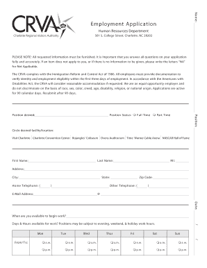 Crva Employment Application Form