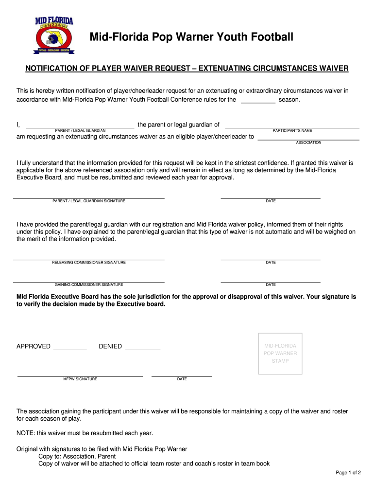 Waiver Form  LeagueLineup Com