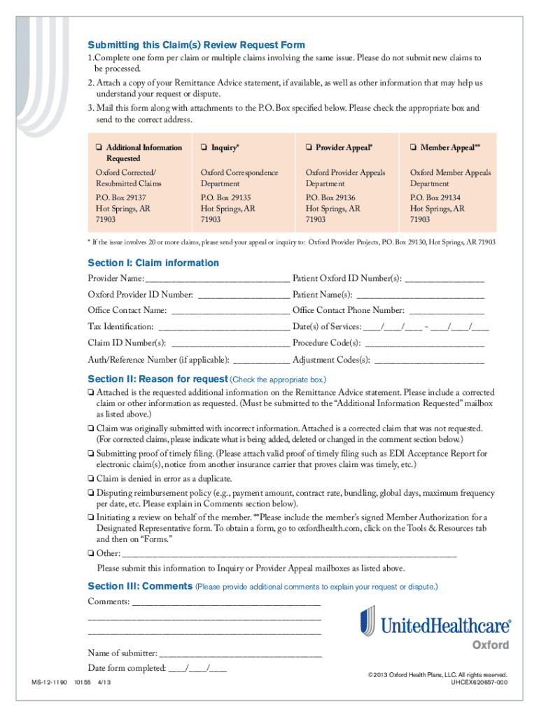 Oxford Reconsideration Form