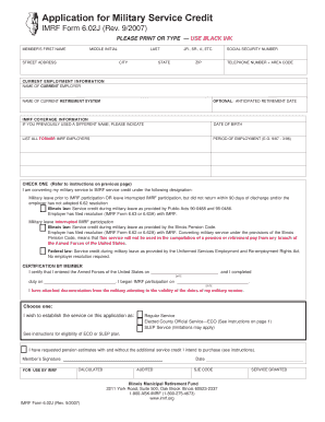 IMRF Form 6 02J Application for Military Service Credit Imrf