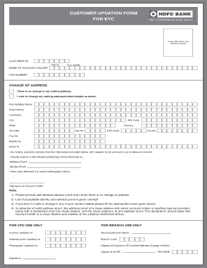 Customer Updation Form for Kyc