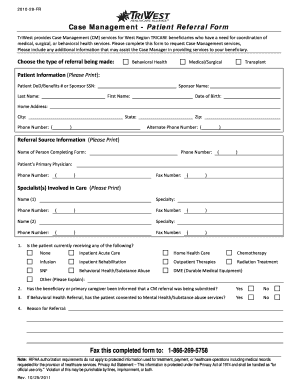  Triwest Authorization Form 2011-2023