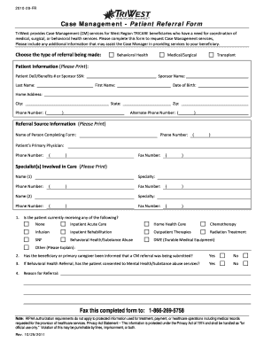  Triwest Authorization Form 2011-2024