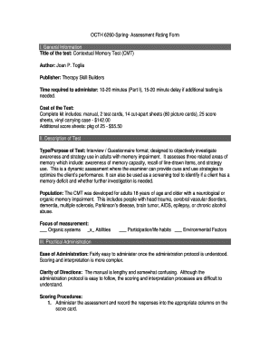 Contextual Memory Test PDF  Form