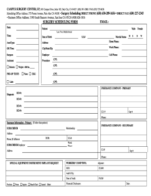 Surgery Scheduling Form