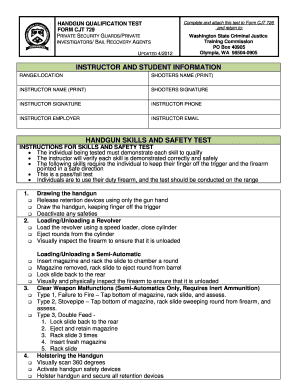 HANDGUN TEST FORM CJT 729 Fortress Wa