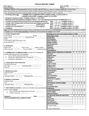 Cspi Summary Form