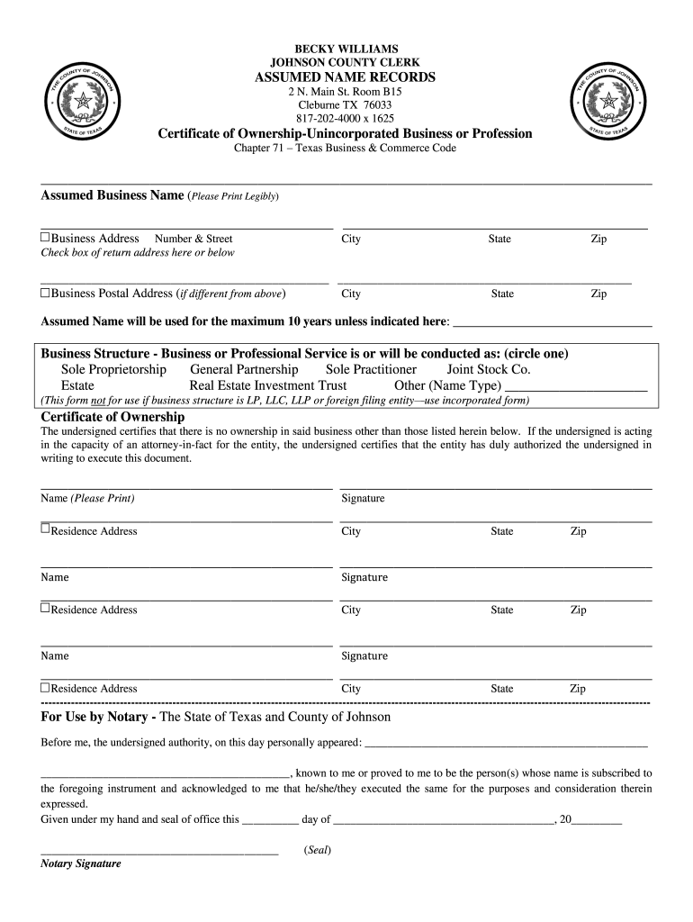 Dba Texas  Form