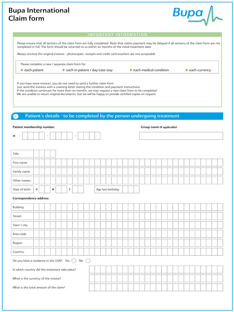 Bupa Claim Form