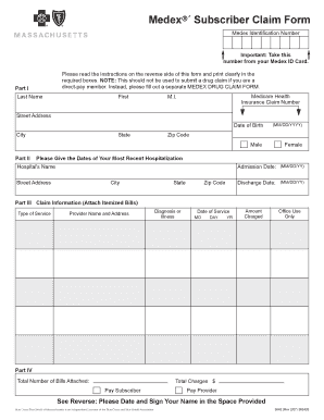 Medex Subscriber Claim Form