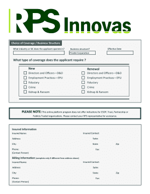 RPS Innovas Application Risk Placement Services, Inc  Form