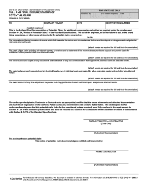 Form CEM 6201C, Full and Final State of California Dot Ca