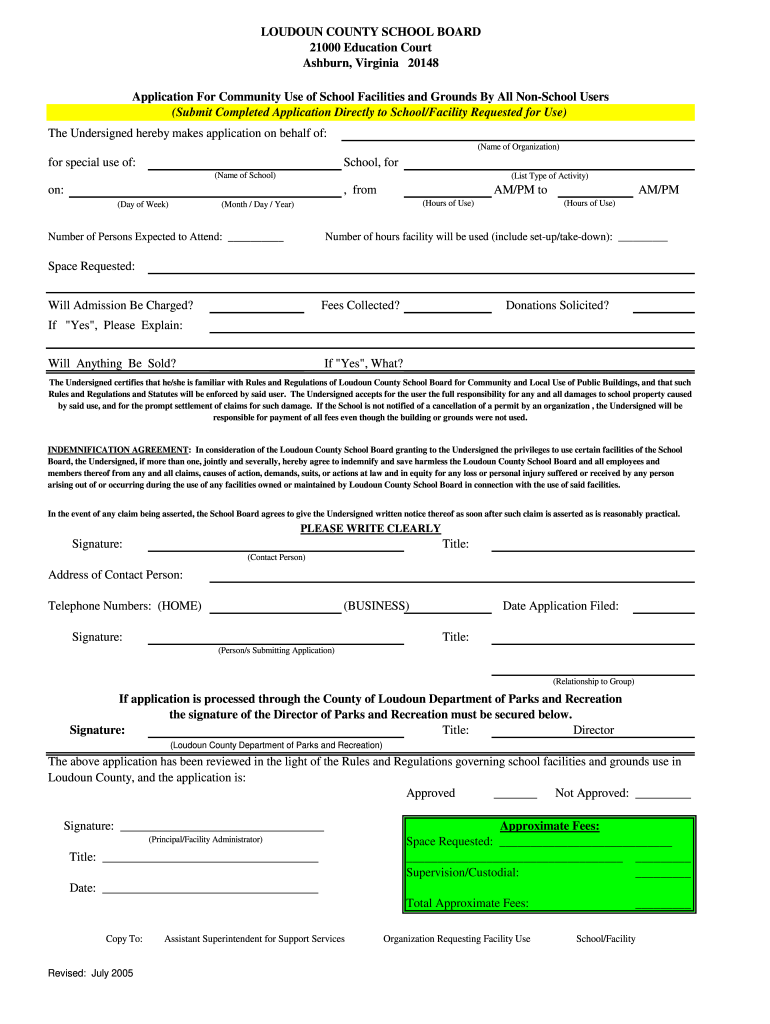  Building Rental Request Forms 2005