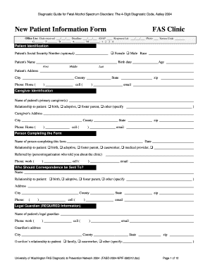  New Patient Information Form FAS Clinic Depts Washington 2012-2023