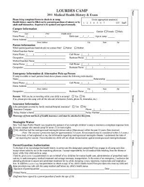 Lourdes Camp Health Form