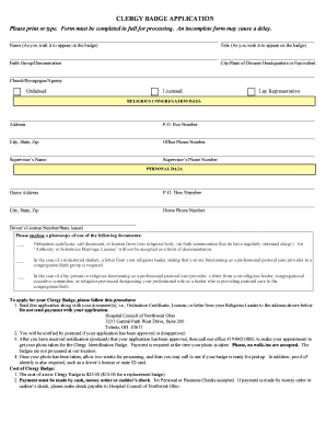 Clergy Card Template  Form