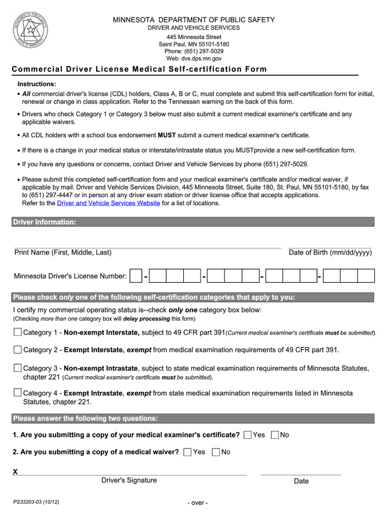  Mn Self Certification Form 2014