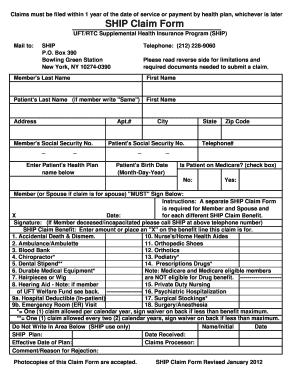  Ship Claim Form 2022