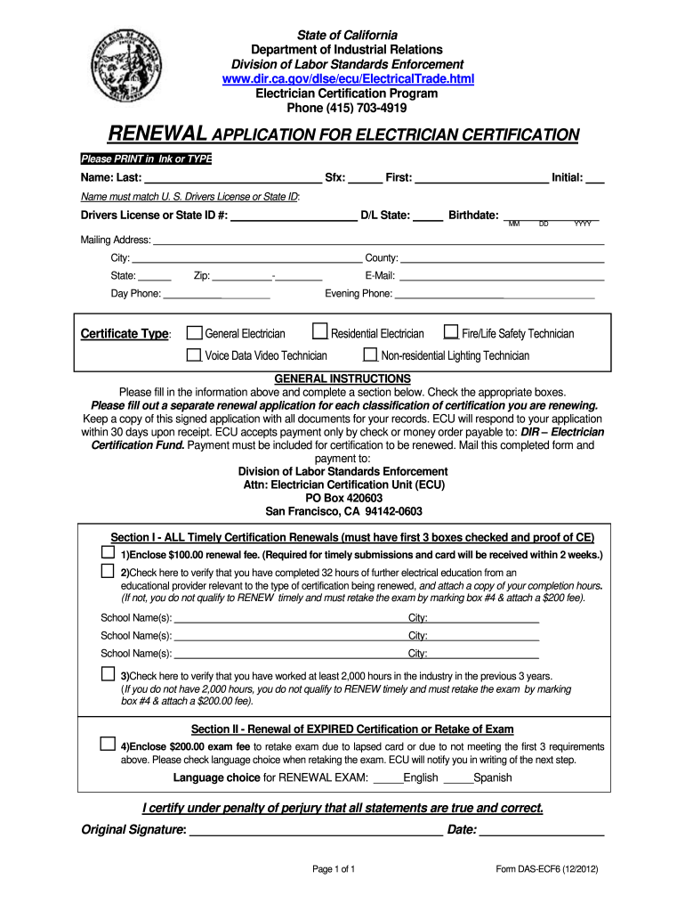  California State Electrician License Renewal 2012