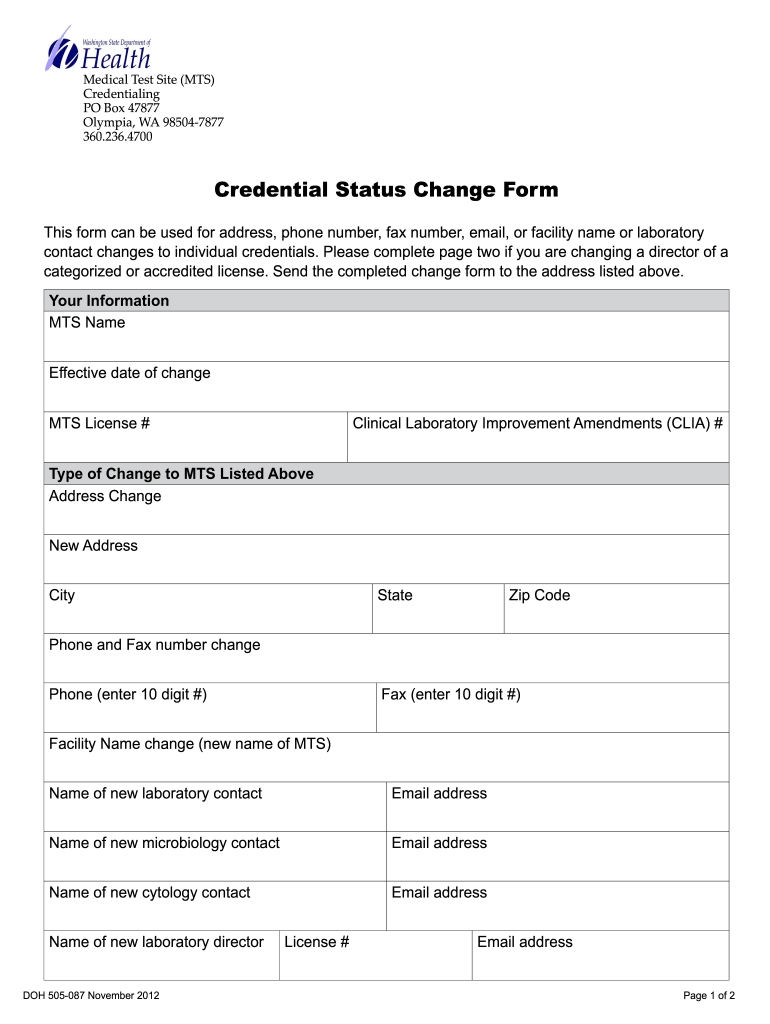  Address and Laboratory Contact Change Form 505 087  Doh Wa 2012