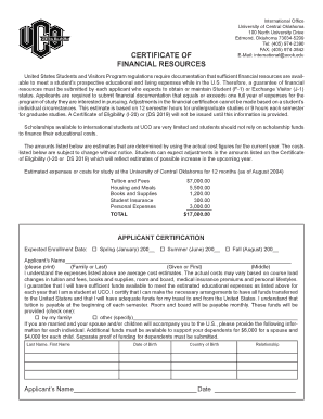 Financial Resources Form