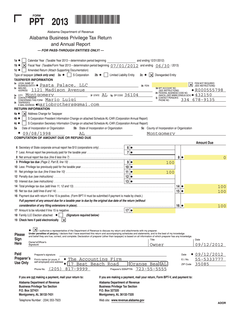 Alabama Form PPT