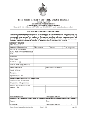Uwi Open Campus Registration  Form