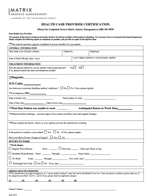 Matrix Absence Management Fmla Form PDF