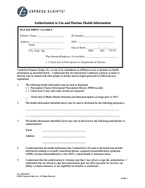 Authorization to Use and Disclose Health Information Express Scripts