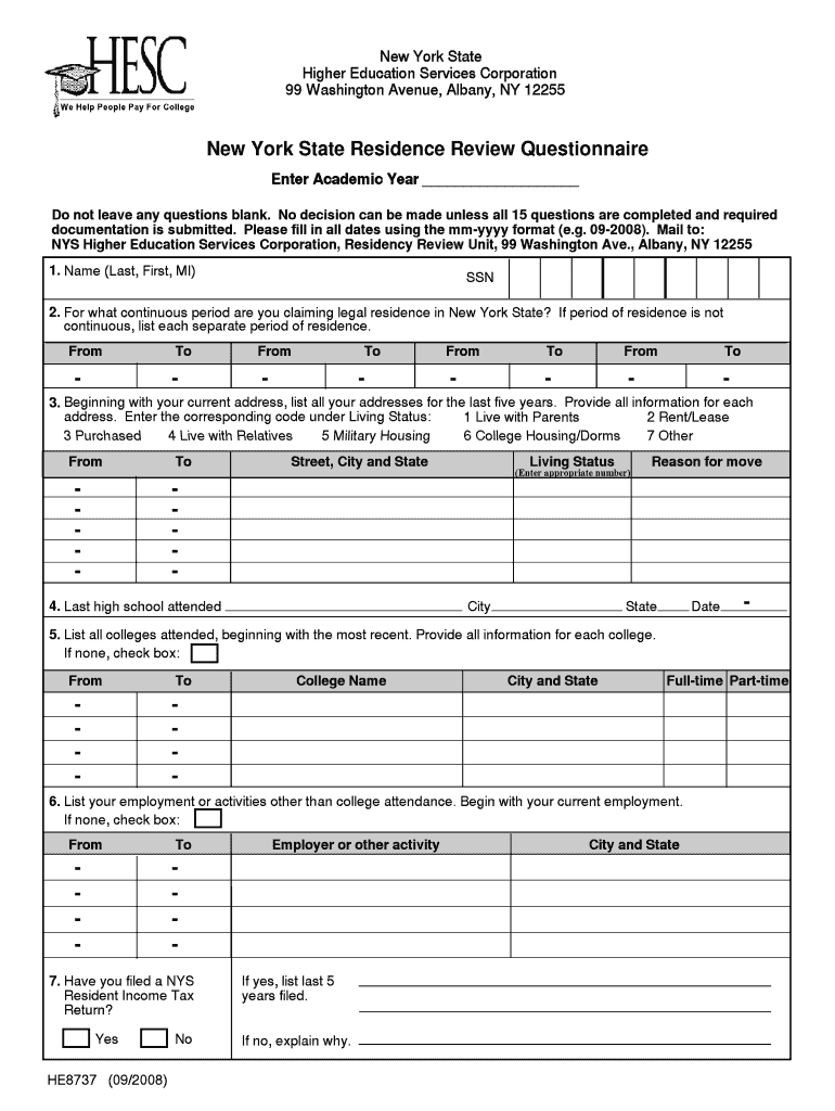  Tap Residency Questionnaire 2008-2024