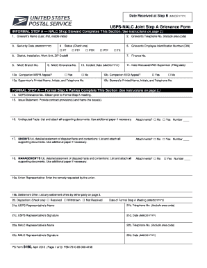 Nalc Grievance Template  Form