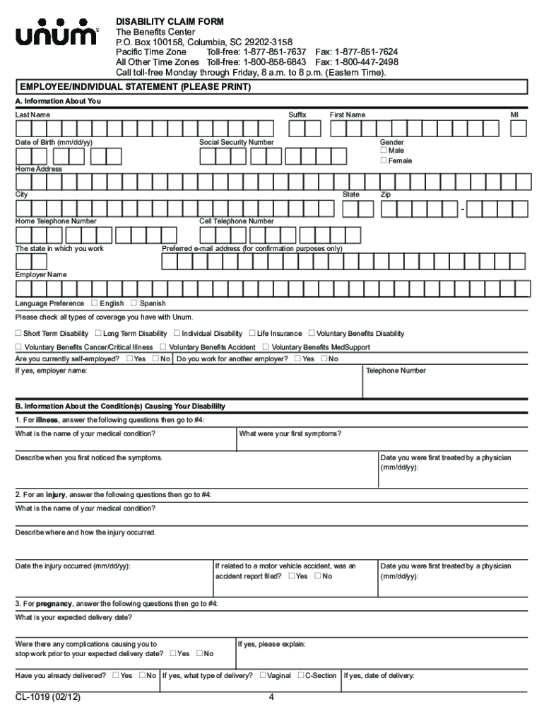  Unum Fmla Form PDF 2012-2024