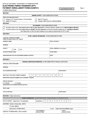  Electronic Funds Transfer Eft Payment Enrollment Form Caltrans Dot Ca 2012-2024