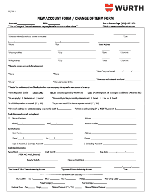 New Account Form Template