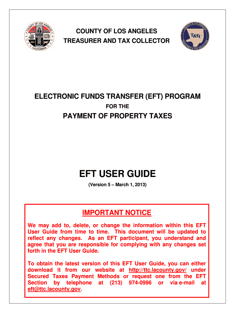 La County Treasurer and Tax Collector Manual Form