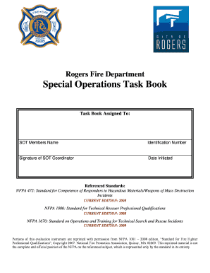 Washington Fire Department Task Book Form