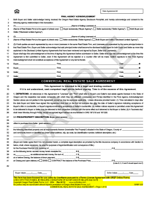 pdfFiller Oref 007 Commercial Sale Agreement Realty Pro PDF  Form